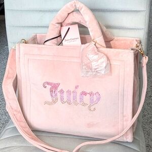 Juicy Couture Dusty Blush Pink Velour LARGE Big Spender Tote Bag/Purse